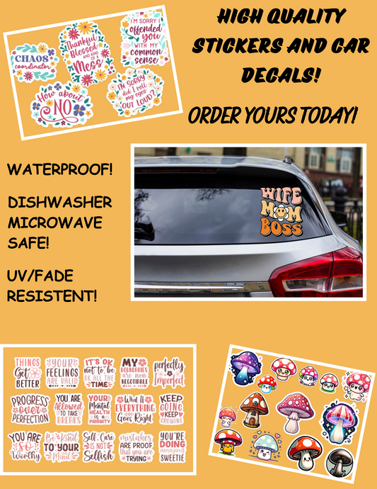 Custom UV DTF Full Color Stickers/Car Decals